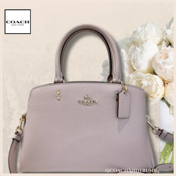 COACH Leather Washed Mauve Mini Lillie Carryall Golden Hardware Feet NWT - Picture 1 of 11